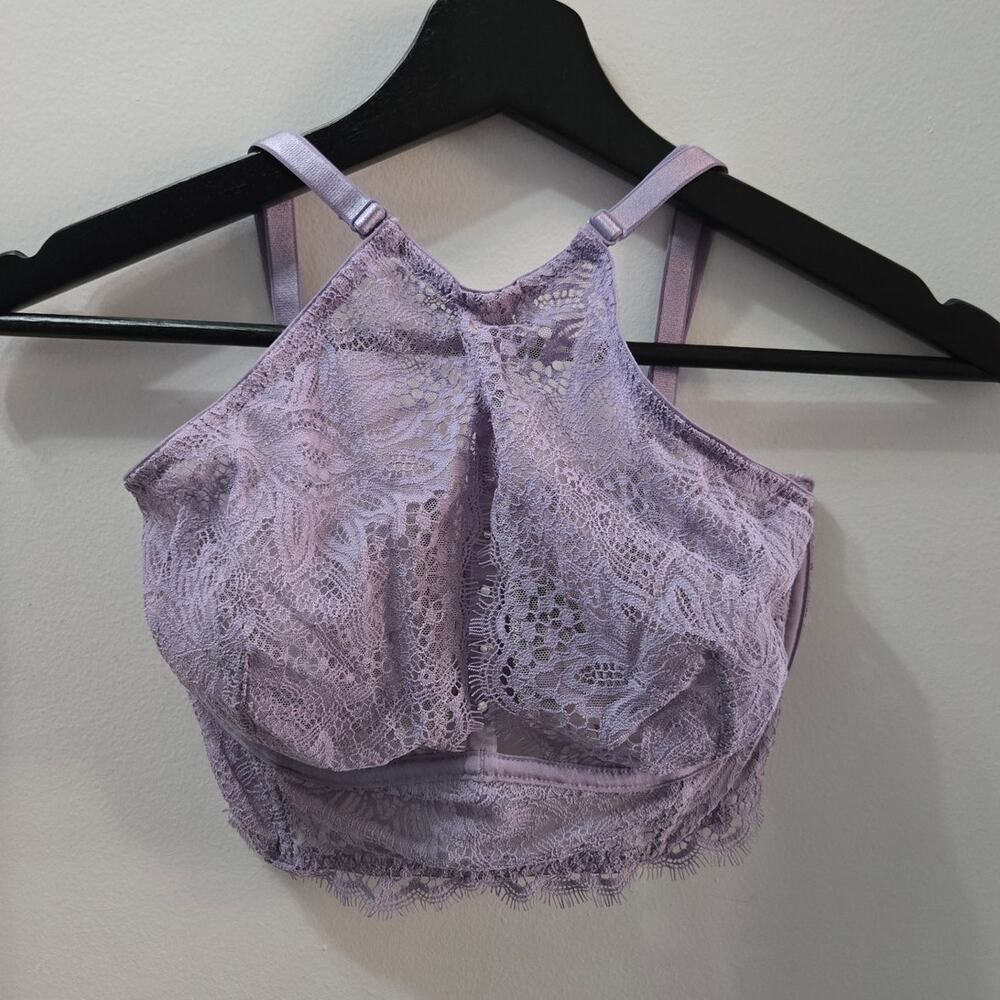 Victoria’s Secret Dream Angels High-Neck Sheer Floral Lace Bralette sz 32DD